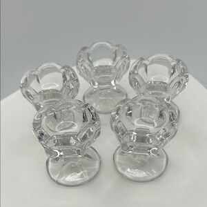 Chunky Glass Scalloped Pedestal Open Salt Cellar Dip Dish Lot of 5